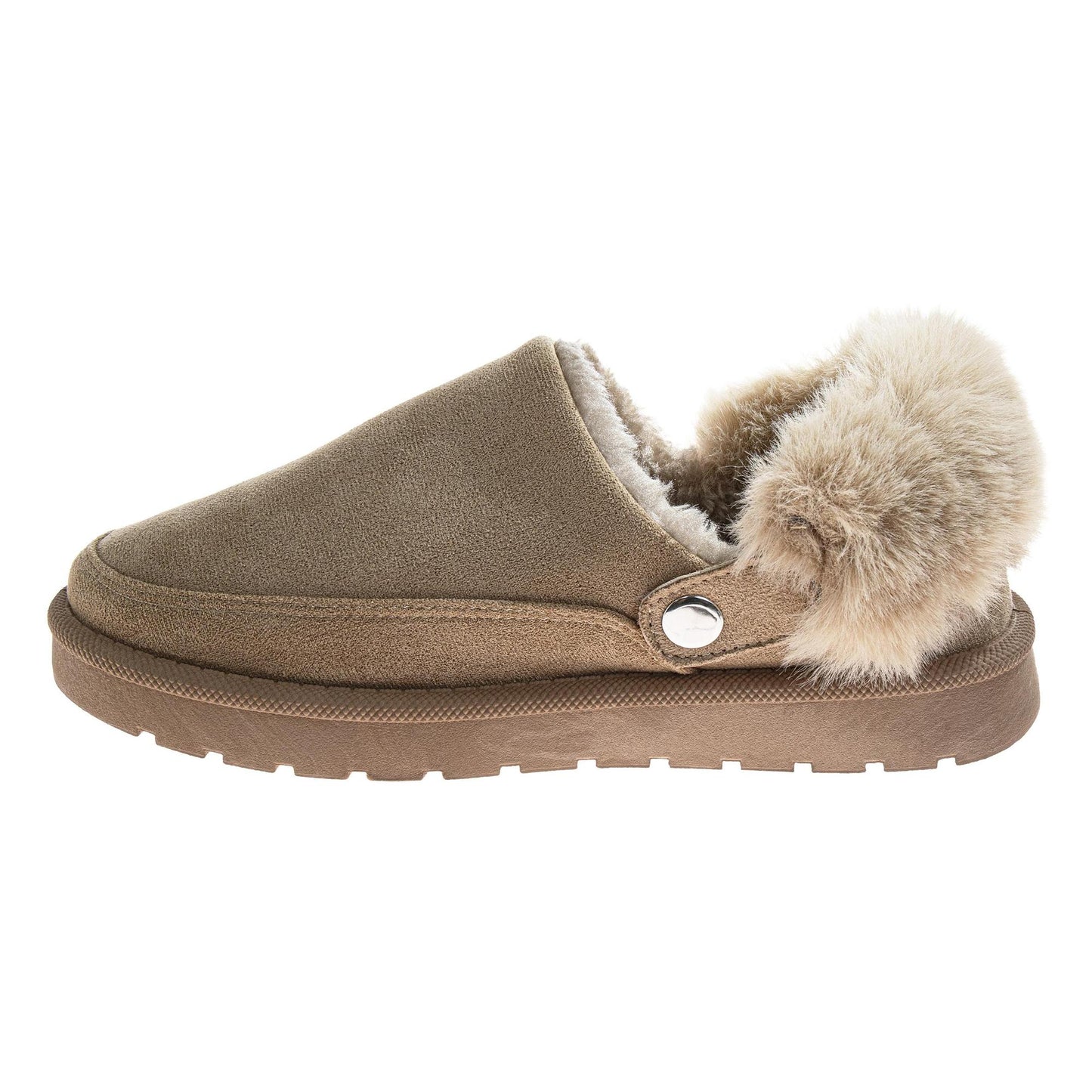 Avalanche Women's Faux Suede Clog Slippers, Plush Faux Fur House Shoes with Non-Slip Sole (Ladies)