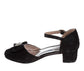 Badgley Mischka Girls’ Glitter Bow Dress Shoes, Ankle Strap Block Heel Shoes (Little Kid/Big Kid)