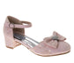 Badgley Mischka Girls’ Glitter Bow Dress Shoes, Ankle Strap Block Heel Shoes (Little Kid/Big Kid)
