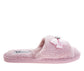 Badgley Mischka Women’s Plush Slippers Cozy Faux Fur Open-Toe House Slippers with Bow Detail (Adults)