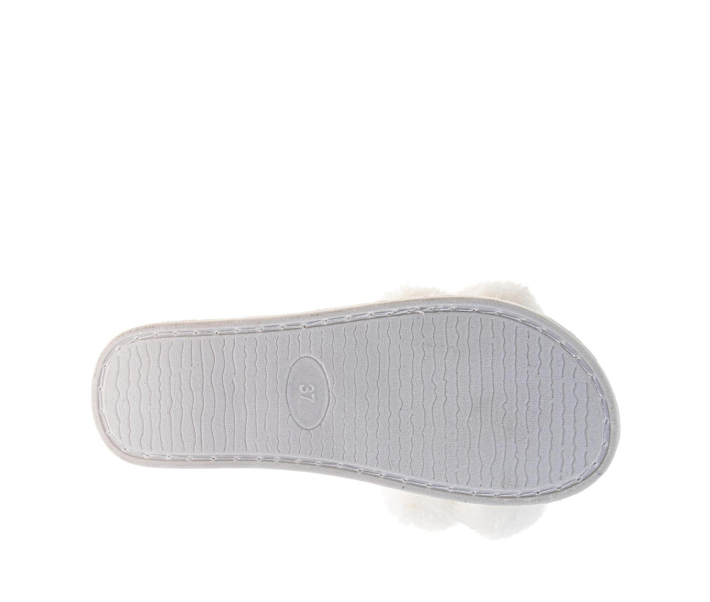 Badgley Mischka Women’s Plush Pom-Pom Slippers  Cozy Open-Toe Slide House Shoes (Adults)