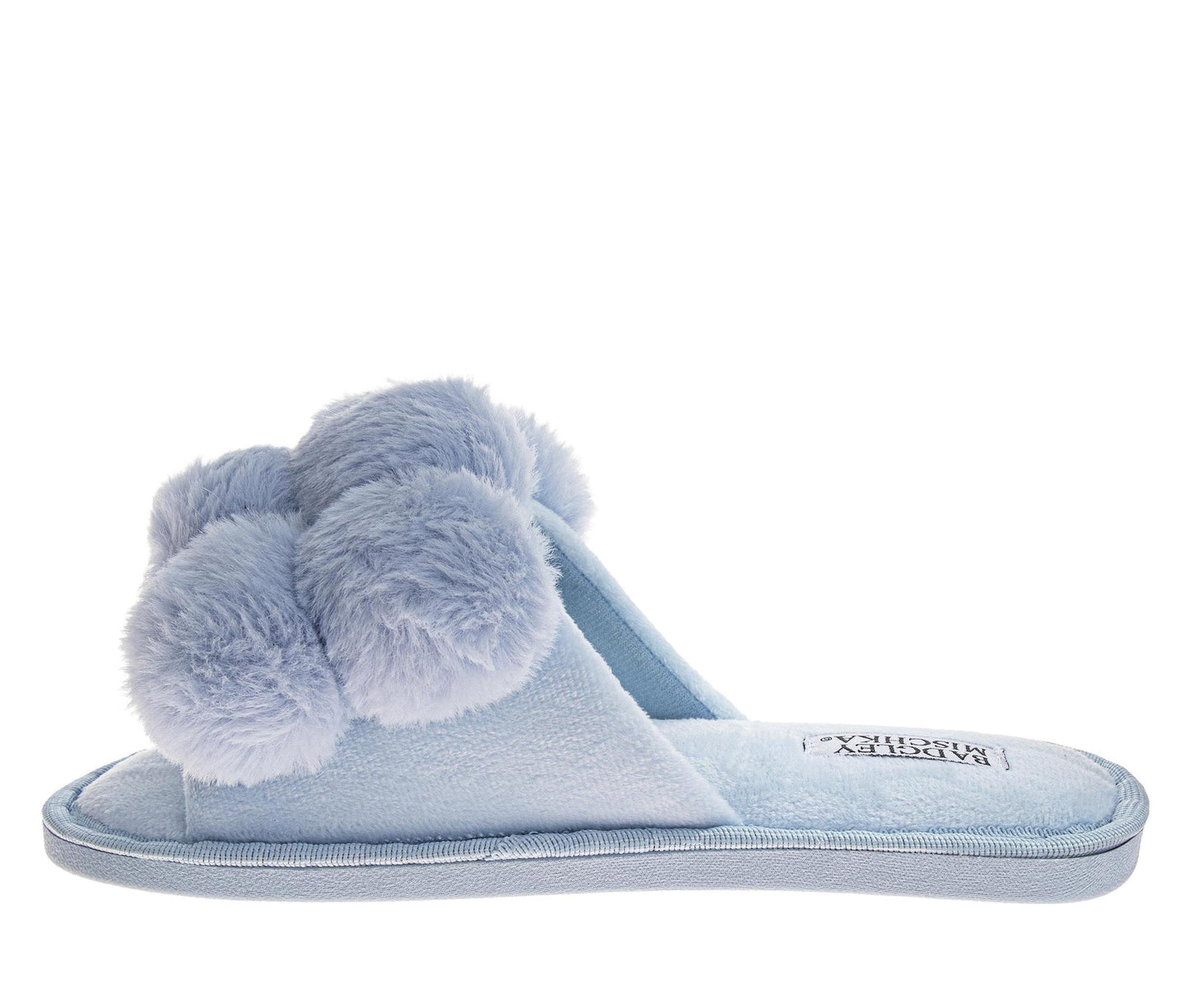 Badgley Mischka Women’s Plush Pom-Pom Slippers  Cozy Open-Toe Slide House Shoes (Adults)