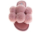 Badgley Mischka Women’s Plush Pom-Pom Slippers  Cozy Open-Toe Slide House Shoes (Adults)