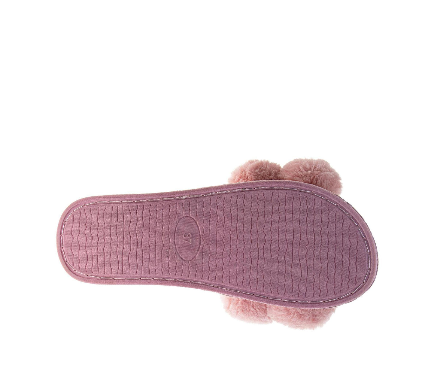 Badgley Mischka Women’s Plush Pom-Pom Slippers  Cozy Open-Toe Slide House Shoes (Adults)