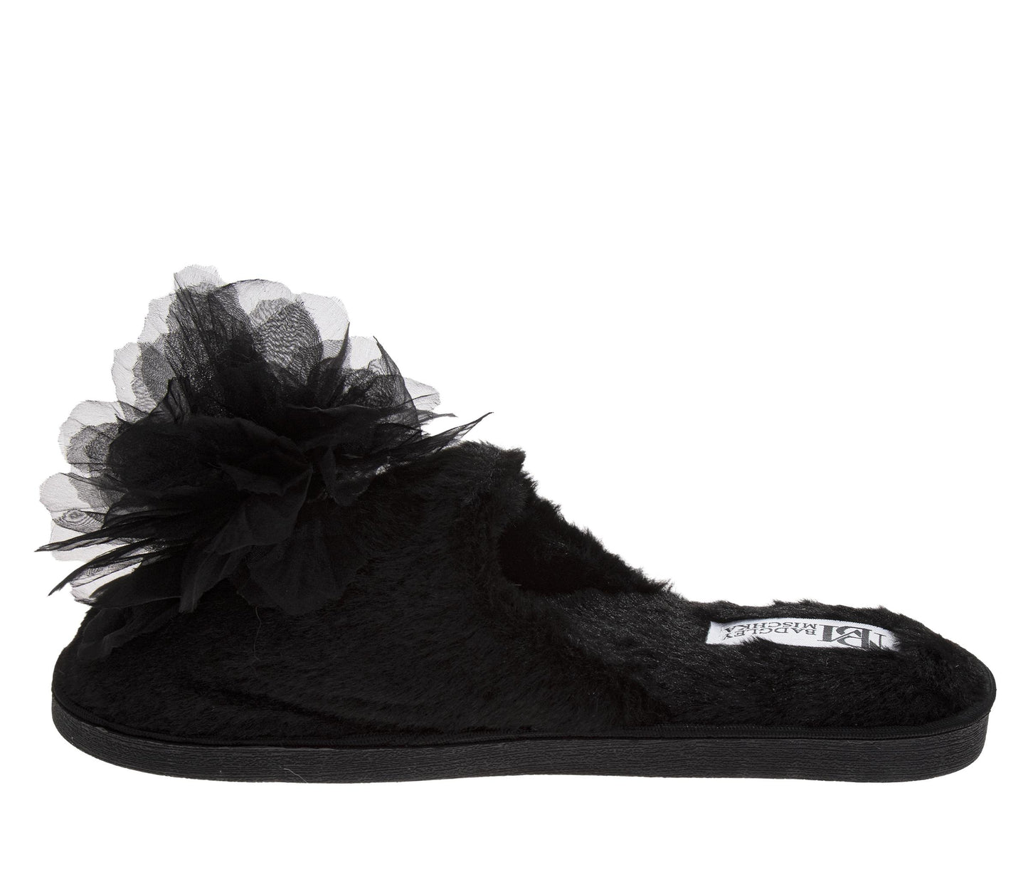 Badgley Mischka Women’s Plush Floral Slippers  Cozy Open-Toe House Slides with 3D Flower Detail (Adults)