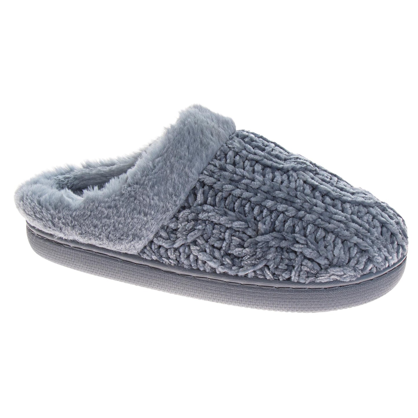 Badgley Mischka Women’s Knit House Slippers, Plush Lined Slip-On (Adults)