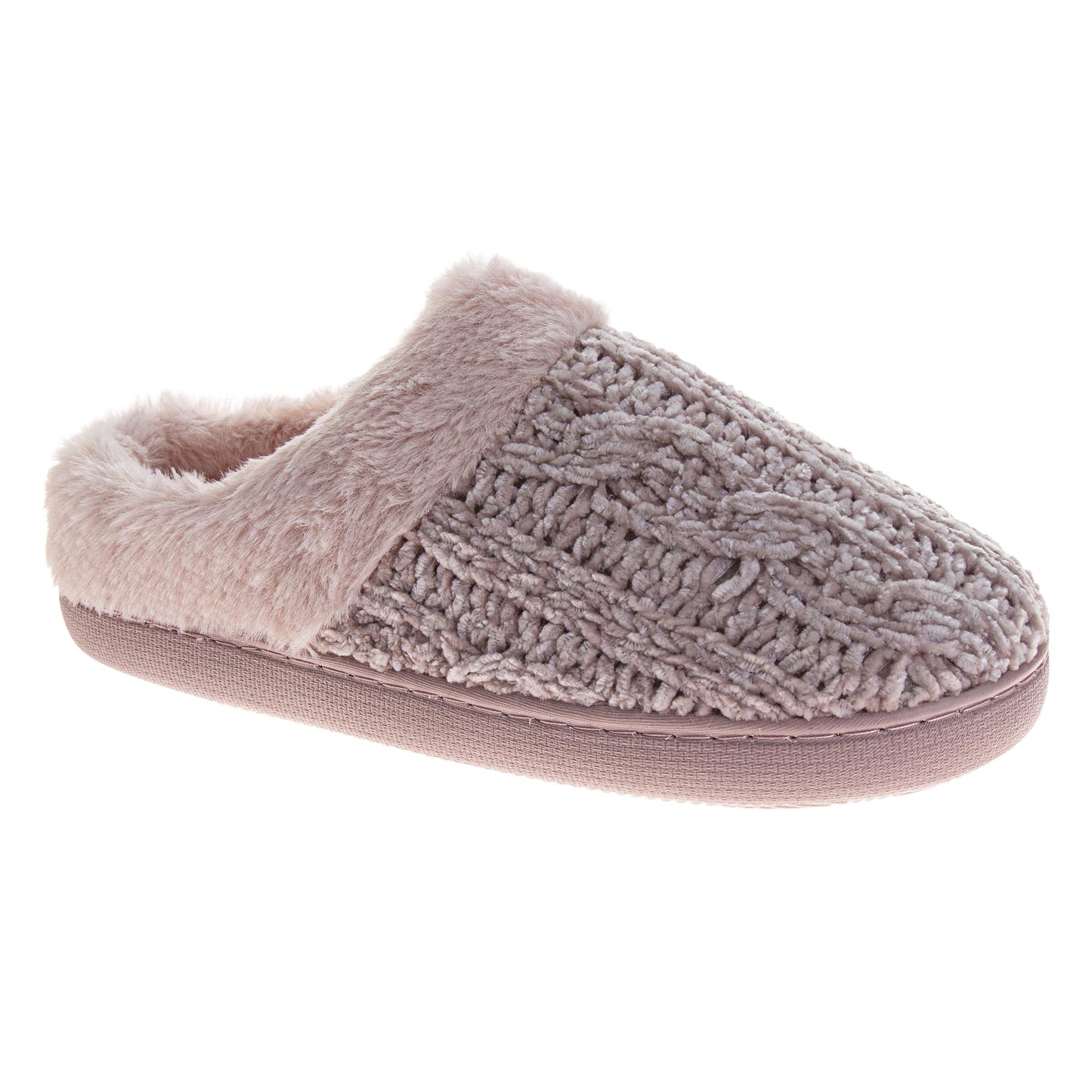Badgley Mischka Women’s Knit House Slippers, Plush Lined Slip-On (Adults)