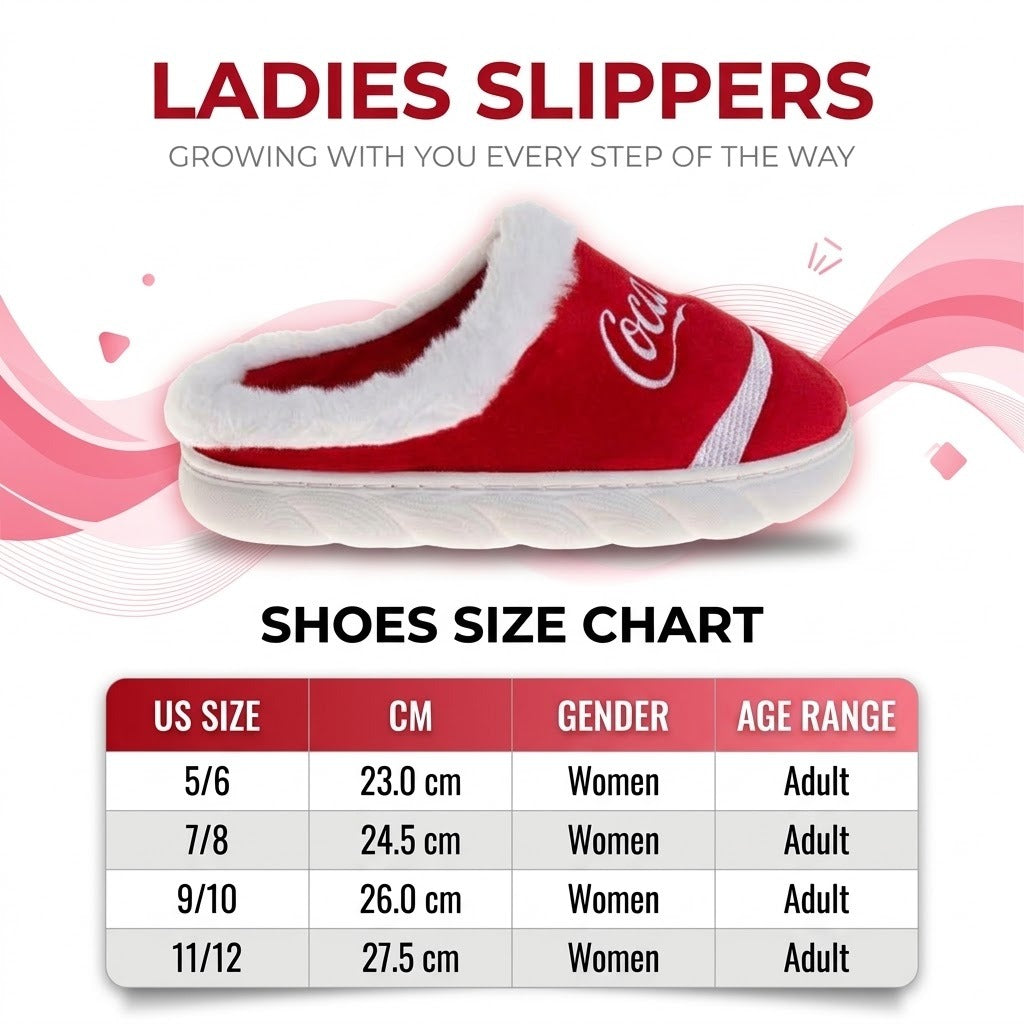 Coca Cola Classic Logo Casual Slippers for Women  Soft Cozy Stylish Indoor Comfort Footwear (Adult)