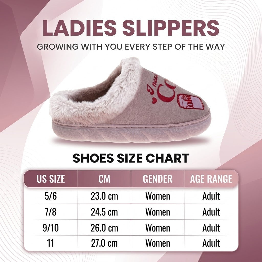 Coca-Cola Diet Coke Women's Cozy Plush Slip-On Slippers – Pink "I Need a Diet Coke" Graphic Soft Indoor House Shoes (Adults)