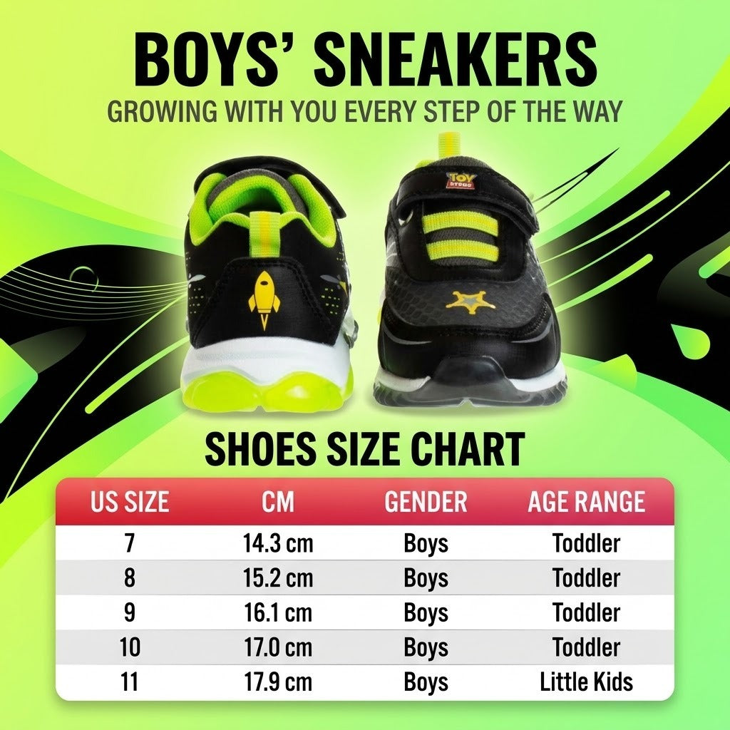 Disney Pixar Toy Story Light-Up Sneakers Boys - Flashing Athletic Running Active Wear Durable Tread (Toddler/Little Kid)