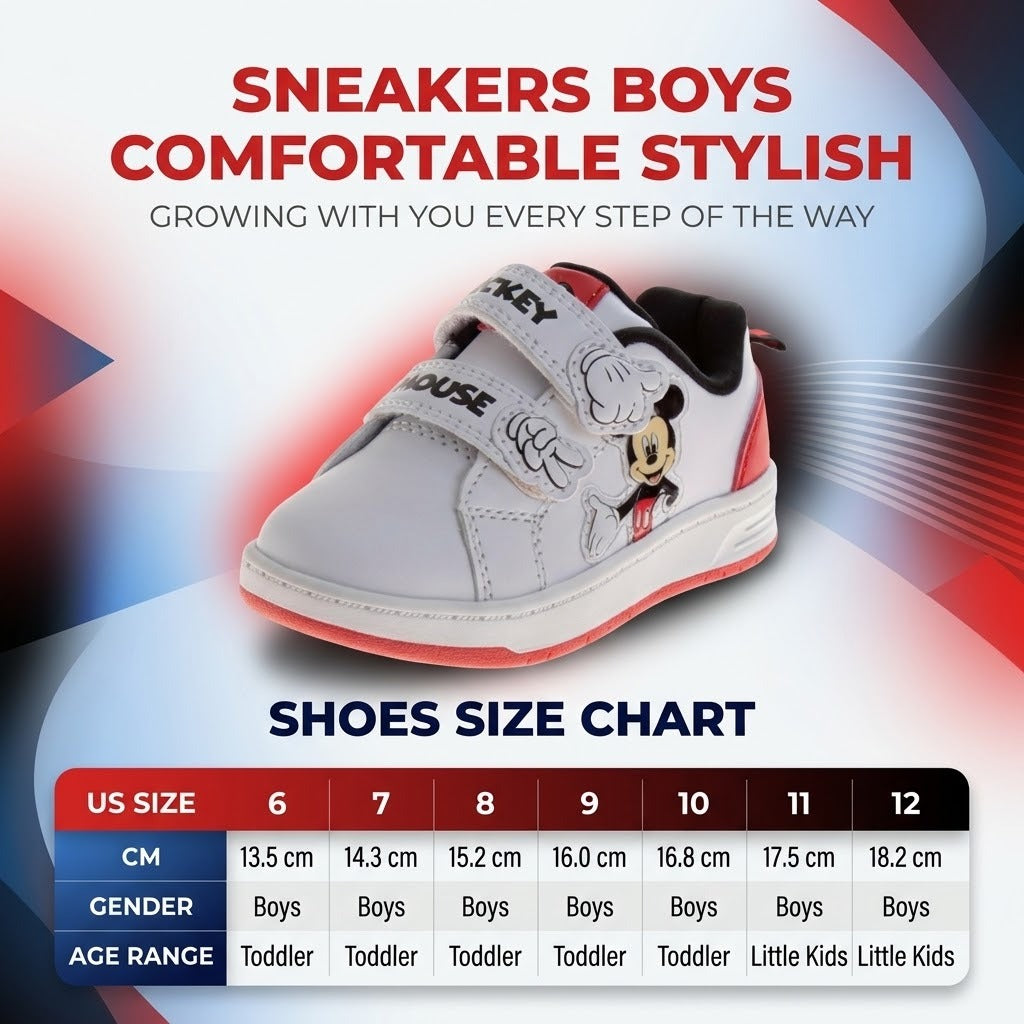 Disney Mickey Mouse Sneakers Boys Comfortable Stylish (Toddler/Little Kid)