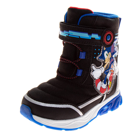 Sega Sonic the Hedgehog Snow Boots Boys  Super Speed Water Resistant Warm Lined Durable Tread Winter Ready (Toddler / Little Kid)