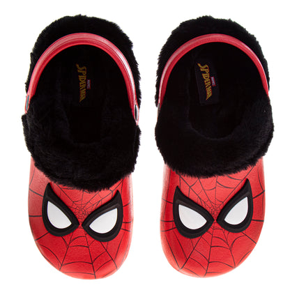 Spider-Man Fuzzy Fleece Lined Clogs for Boys Winter Warm Plush Garden Shoes