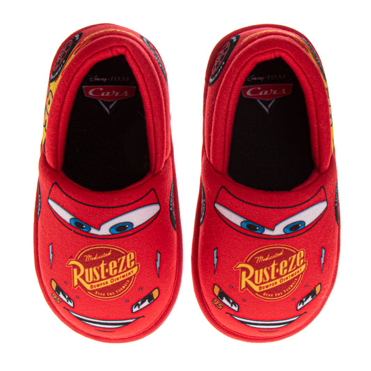 Disney Cars Boys Slippers Lightning Mcqueen Plush Warm Soft Aline Comfy Lightweight House Shoes (5-10 toddler)