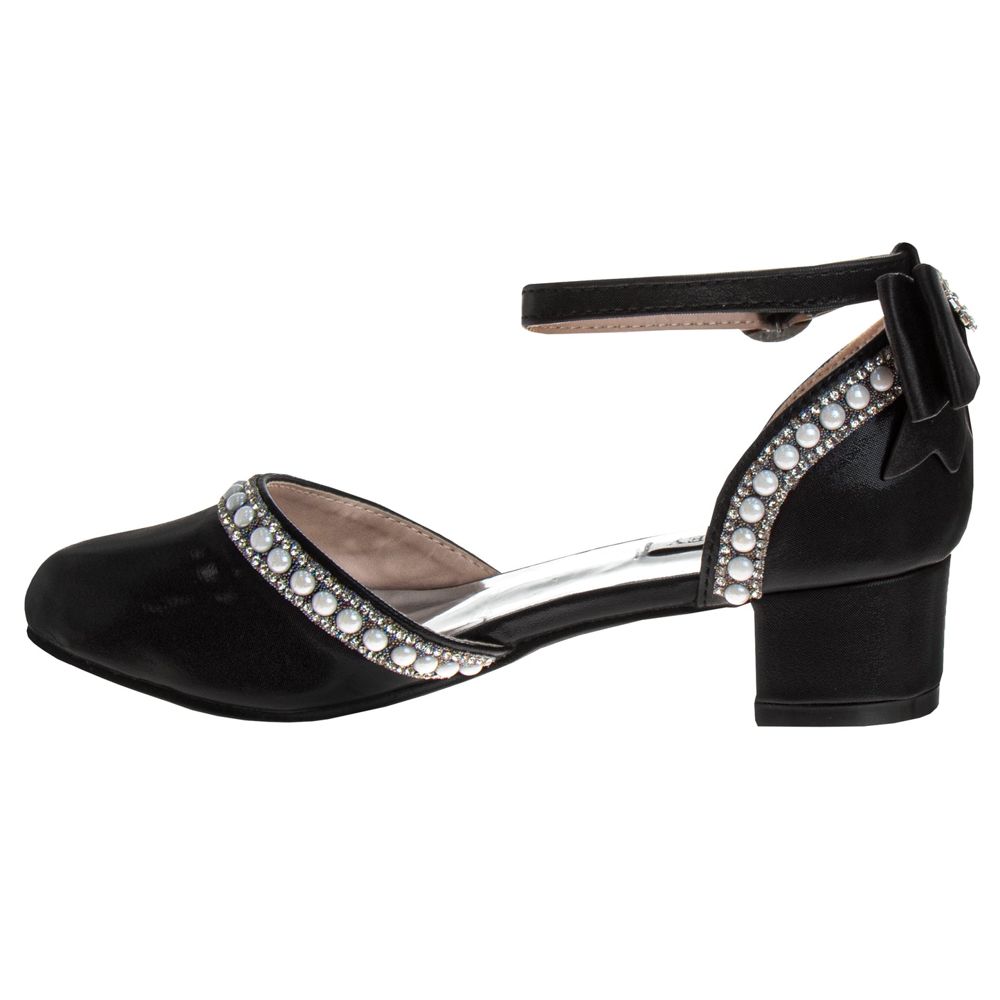 Badgley Mischka Low Heeled Dress Shoes Girls'  Elegant Stylish Formal Wear Comfort Heel Sparkle Detail (Little Kid / Big Kid)
