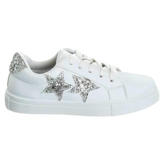 Kensie Girl LaceUp Glittery Casual Sneakers Girls'  Stylish Fashionable Everyday Wear Comfort Fit Durable (Little Kid / Big Kid)