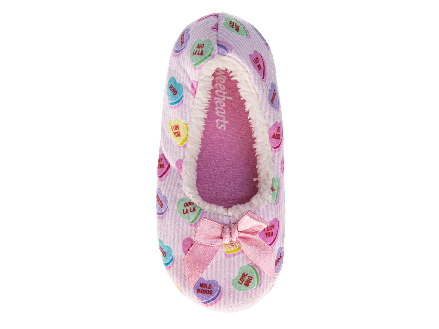 Sweethearts Soft Plush Pink Slippers Girls'  Heart Pattern Cozy Warm Indoor Wear NonSlip Sole (Little Kid / Big Kid)