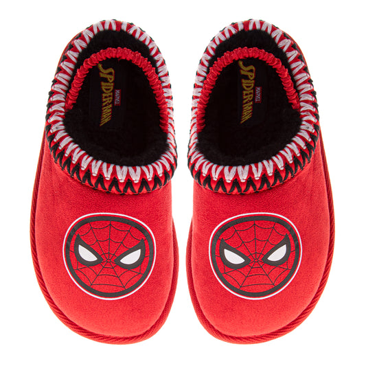 Marvel Avengers Boys Snow Slippers Spiderman Boots Faux Fur Winter Mules Cozy Warm House Shoes (Toddlers)
