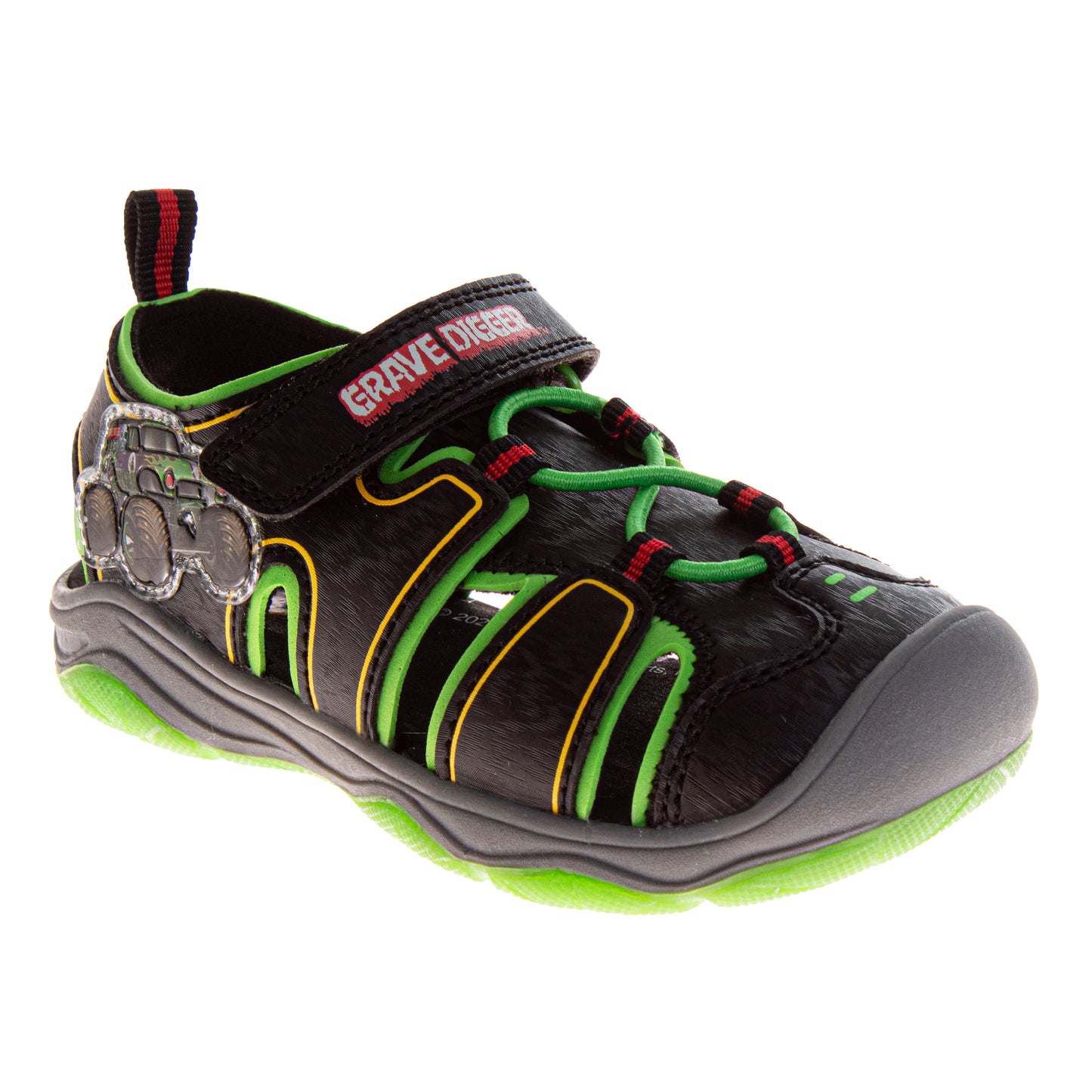 Monster Jam Boys Grave Digger Hook and Loop Sport Sandals (Toddler / Kids)