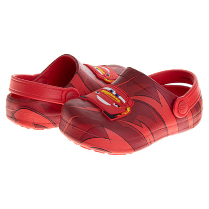 Josmo Cars Clog Sandal Waterproof Slip-On Slides for Boys - Lightning McQueen Closed Toe Clogs with Backstrap (Sizes: 5-10 Toddlerss)