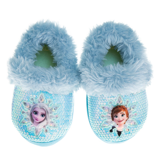 Disney Frozen Girls Slippers - Elsa and Anna Plush Lightweight Warm Comfort Soft Aline House Shoes - Purple (sizes 5-12 Toddler)