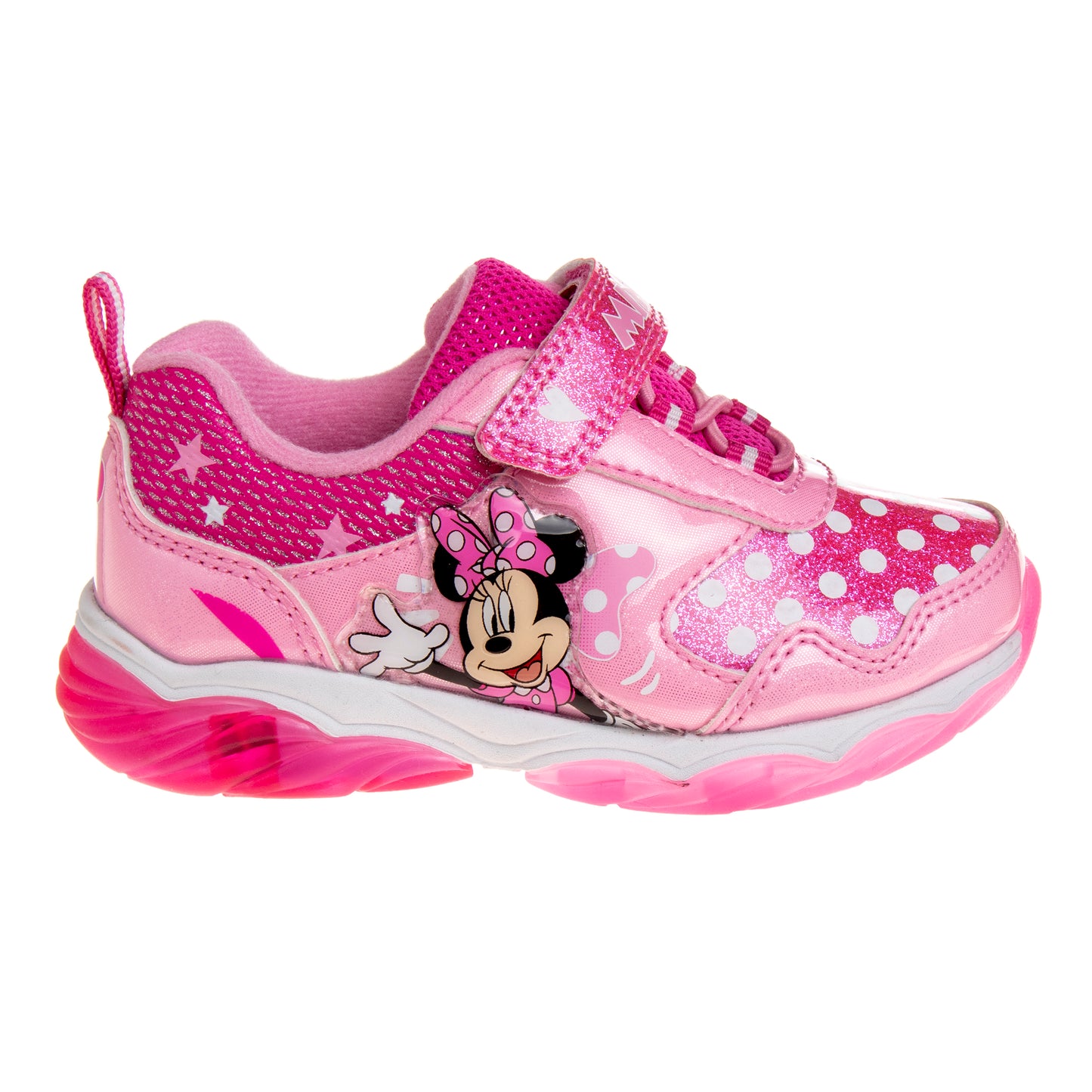 Disney Girls Minnie Mouse Light Up Laceless Running Shoes (Toddler/Little Girl)