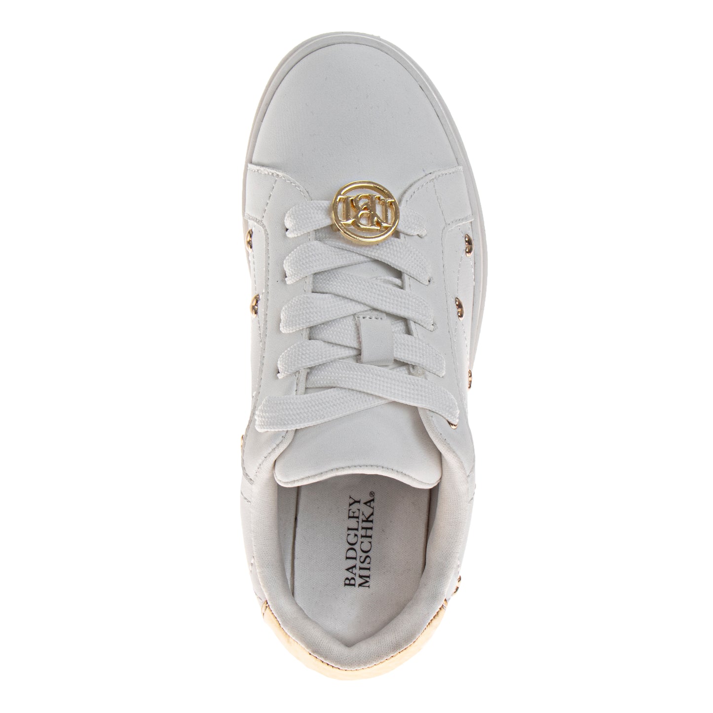 Badgley Mischka HeartStudded Sneakers Girls  Gold Accents Fashion Glamorous Stylish Casual Chic Comfort Fit (Little Kid / Big Kid)
