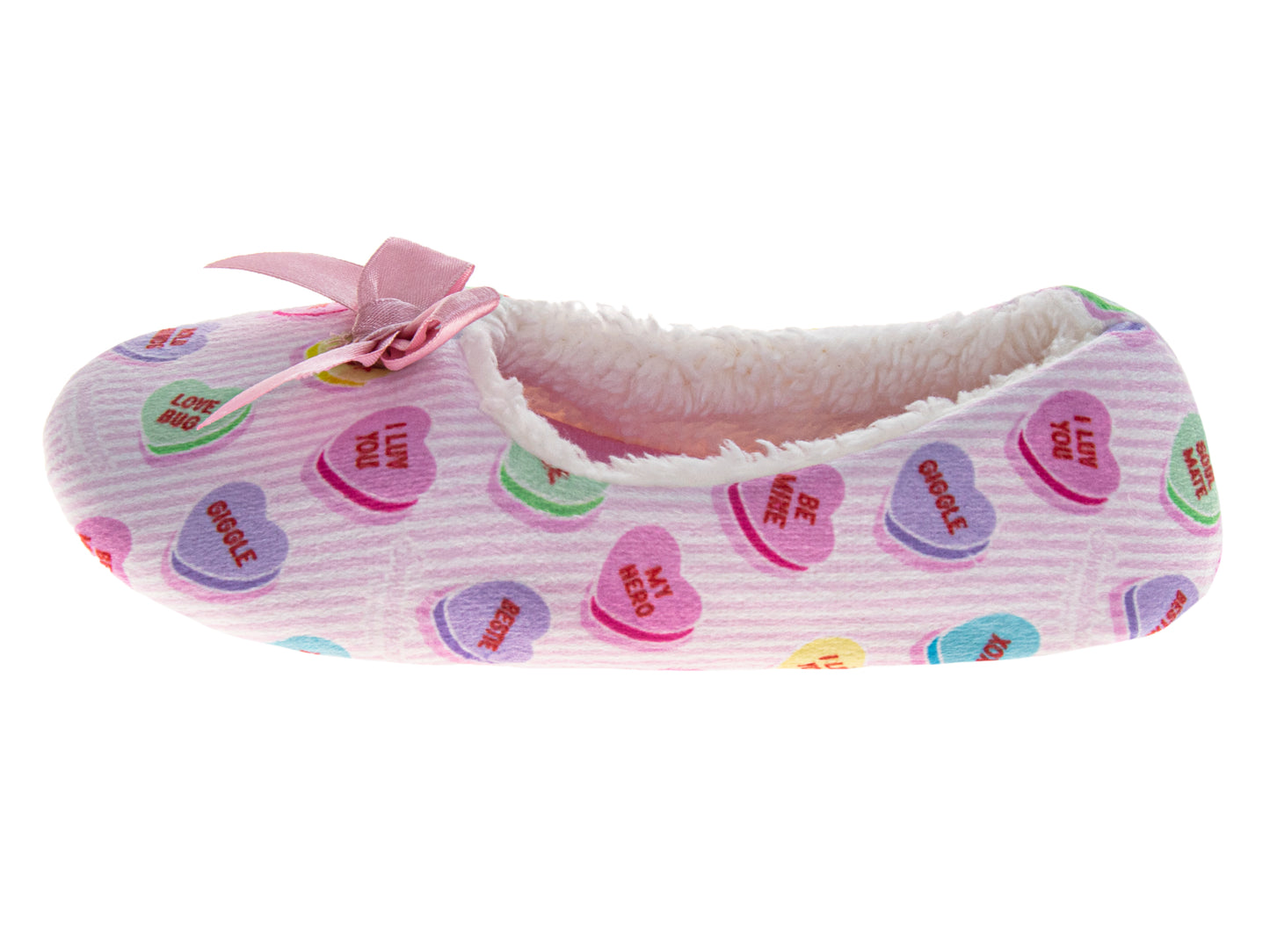 Sweethearts Soft Plush Pink Slippers Girls'  Heart Pattern Cozy Warm Indoor Wear NonSlip Sole (Little Kid / Big Kid)