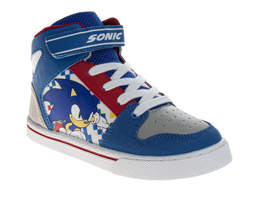 Sonic The Hedgehog Boys' Hook and Loop Hi-Top Canvas Sneakers