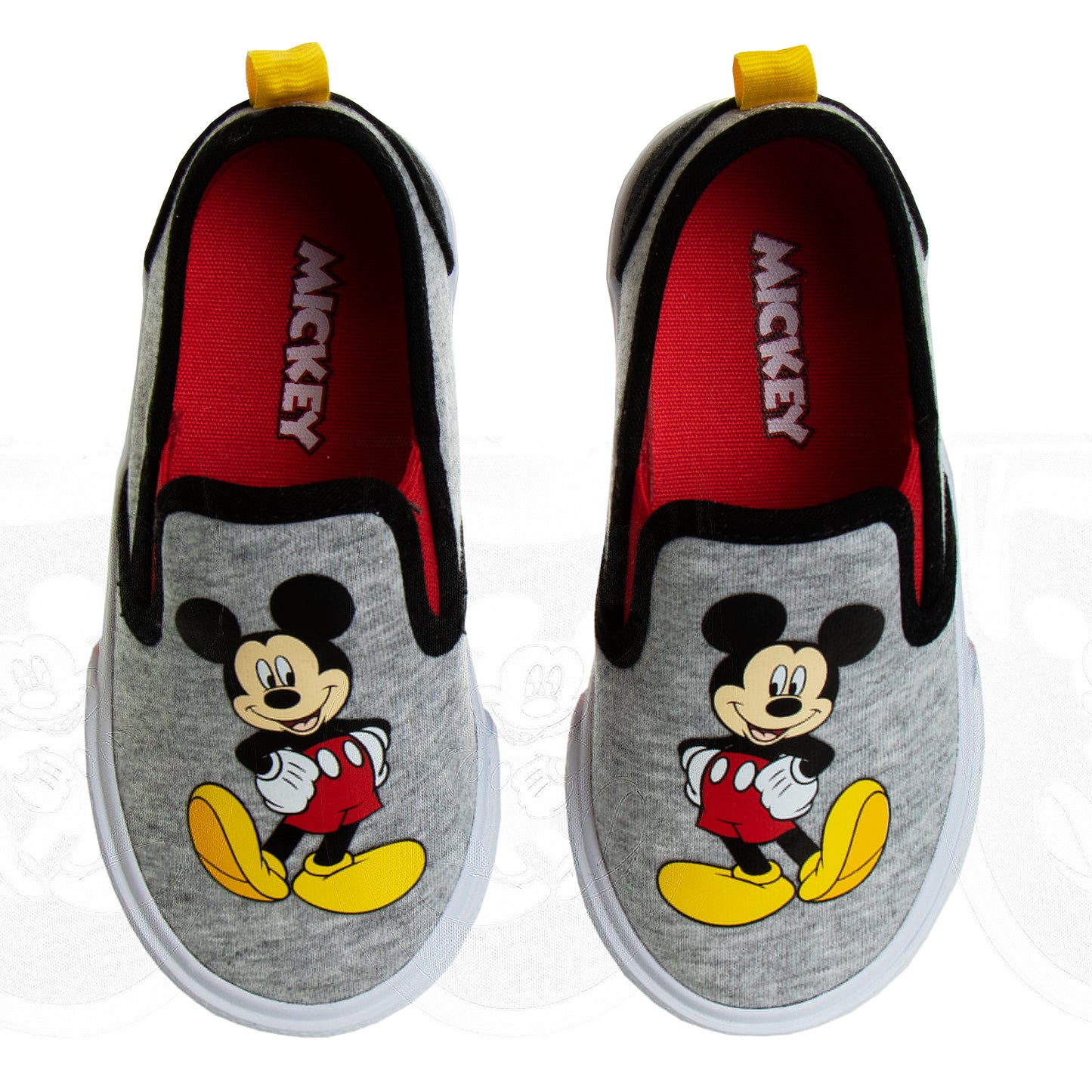 Mickey Mouse Casual No Lace Shoes - Low top Canvas Slip-on Tennis Boys Sneakers (Size 5-12 Toddler)