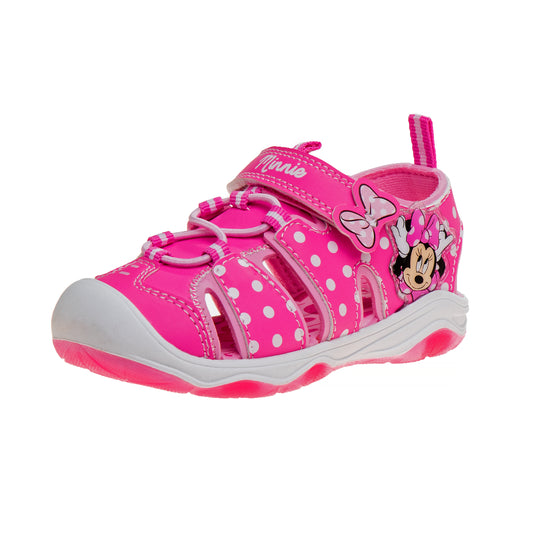 Disney Minnie MoMinnie Mouse LED light up Hook & Loop Girls Toddler Closed Toe Sport Sandals