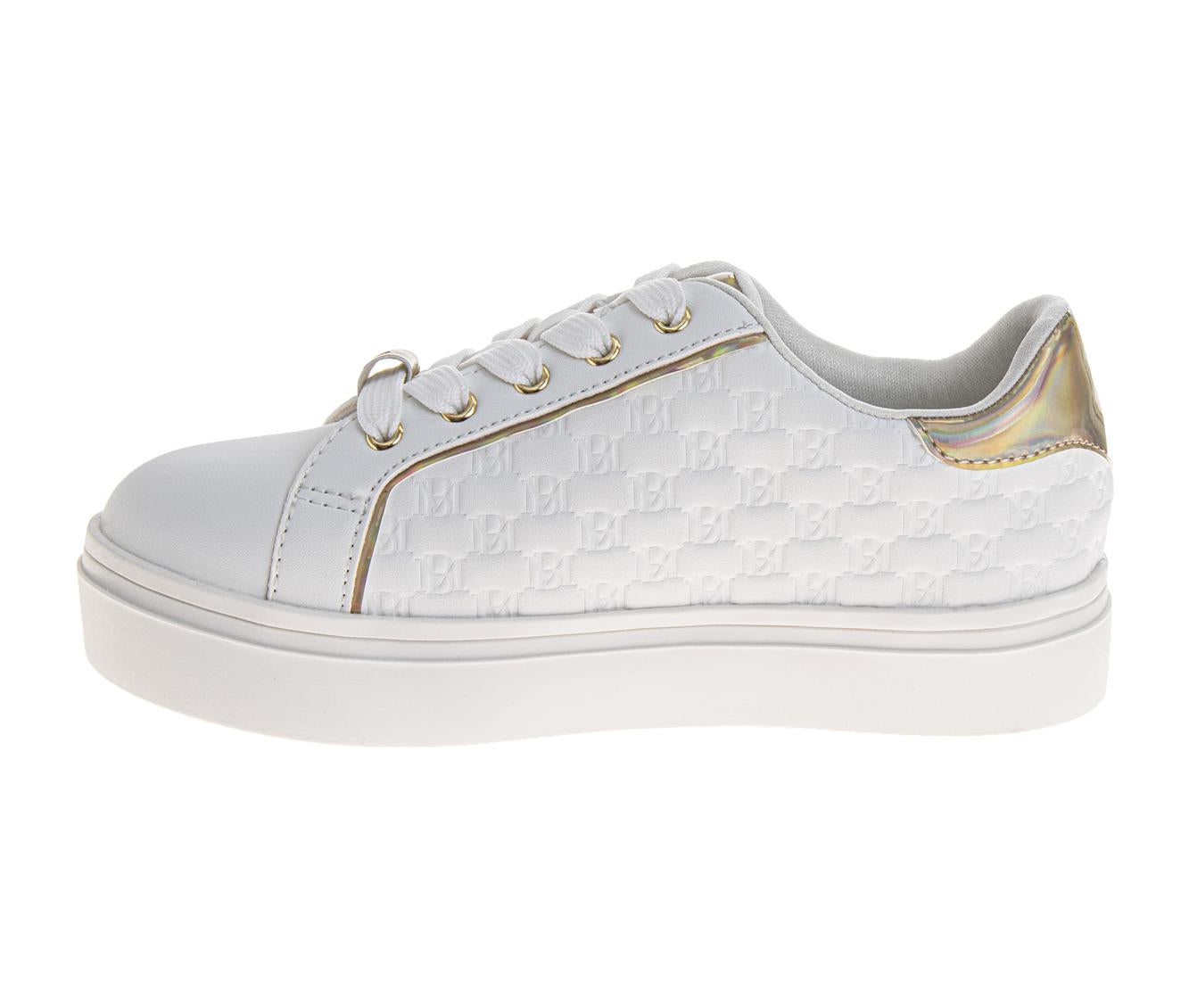 Badgley Mischka Girls' Fashion Lace-Up Low Top Sneakers with Metallic Accents (Little Kids/Big Kids)