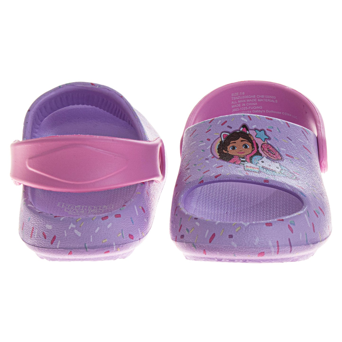 Gabbyâ€™s Dollhouse Girls Dual Size Clogs with Back Strap (Toddler / Little Kid)