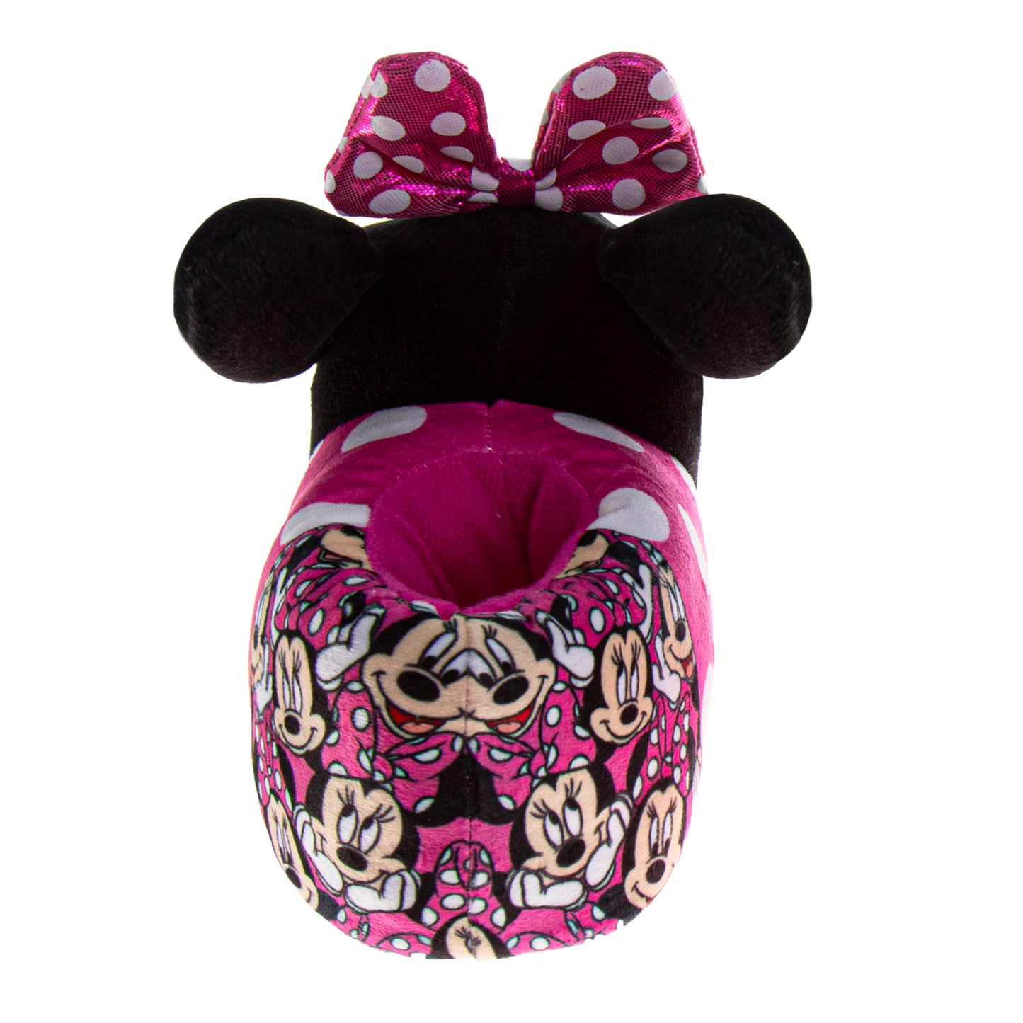 Disney Minnie Mouse 3D Girls Slippers  Minnie's Bow Plush Warm Soft Aline Comfy Lightweight House Shoes (5-10 toddler)