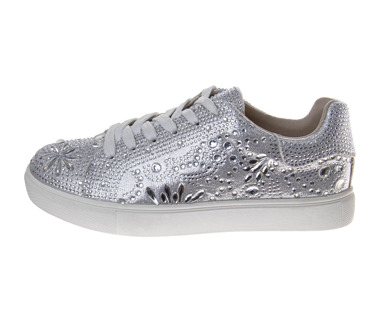 Badgley Mischka Glitzy Sneakers Girls'  Sparkle Detail Fashion Forward Glamorous Casual Chic Comfort Fit (Little Kid / Big Kid)