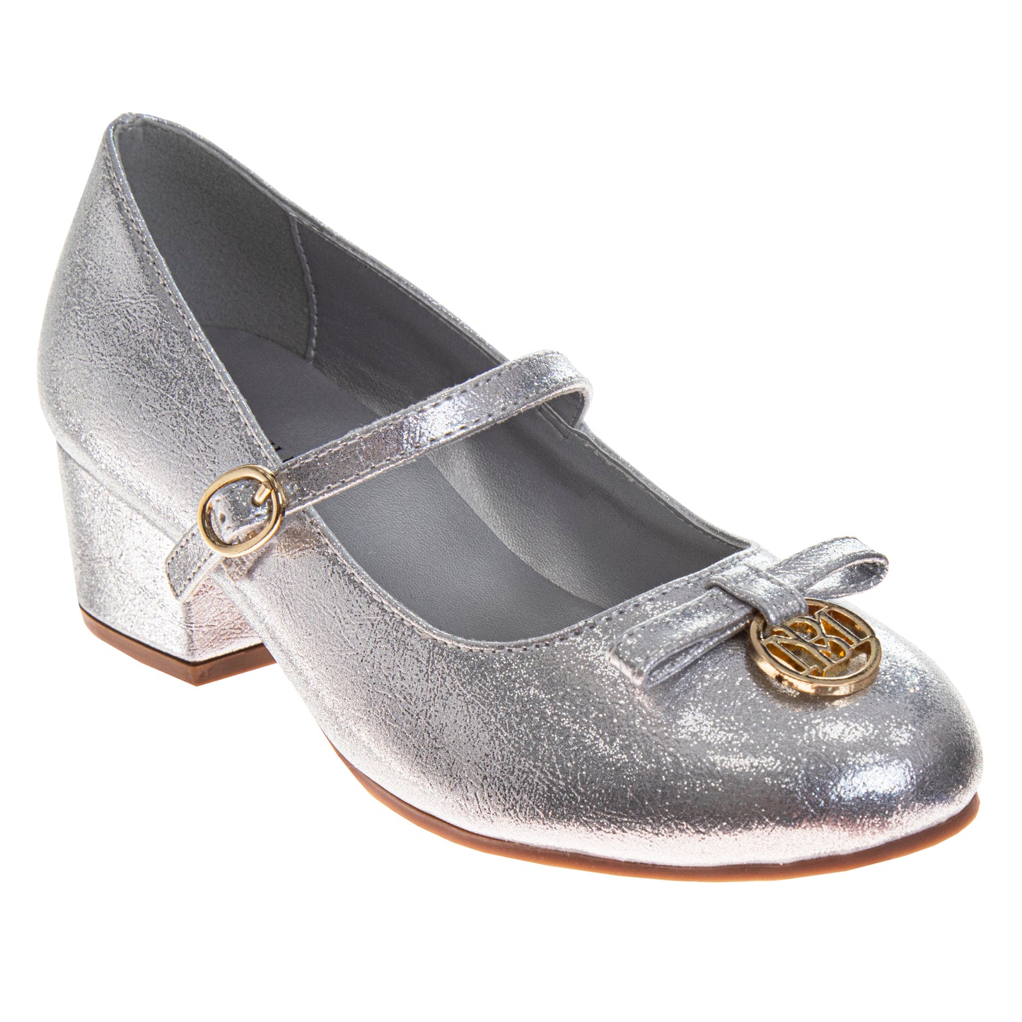 Badgley Mischka Girls' Glitter Mary Jane Heels, Classy Dress Shoes for Weddings, Parties, and Special Occasions (Little Kid/Big Kid)