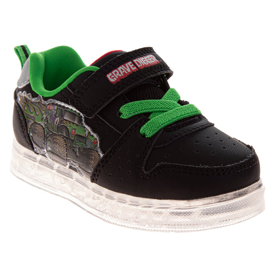 Monster Jam Monster Truck Design Sneakers Boys  Green Details Rugged Tread Action Ready HighImpact Look Velcro Closure (Toddler / Little Kid)