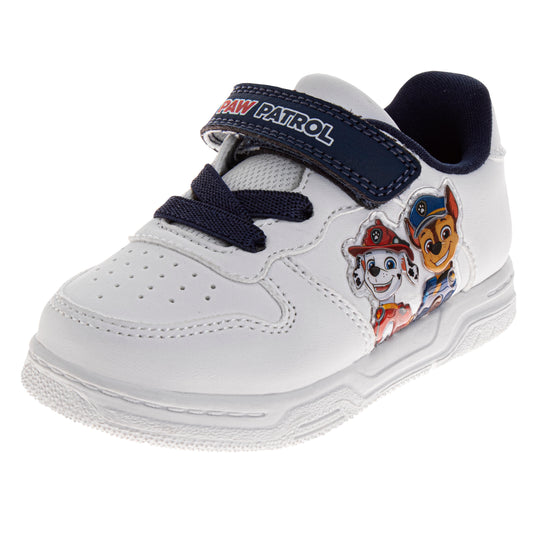 Nickelodeon Official Paw Patrol Chase & Marshall Sneakers Boys  White Rescue Team Athletic Running Velcro Closure Durable (Toddler / Little Kid)