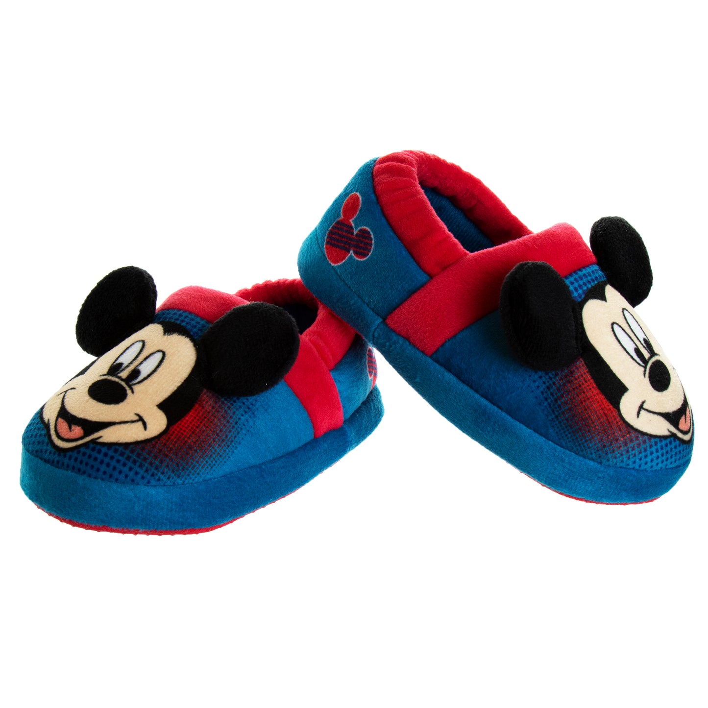 Disney Mickey Mouse Boys' Slippers - Cozy Plush Fuzzy Lightweight Warm Comfort Soft House Shoes - Navy Blue Red (size 5-12 Toddler)