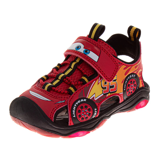 Disney Cars Boys Lightning McQueen Hook and Loop Sport Sandals â€“ Open Toe (Toddler / Kids)