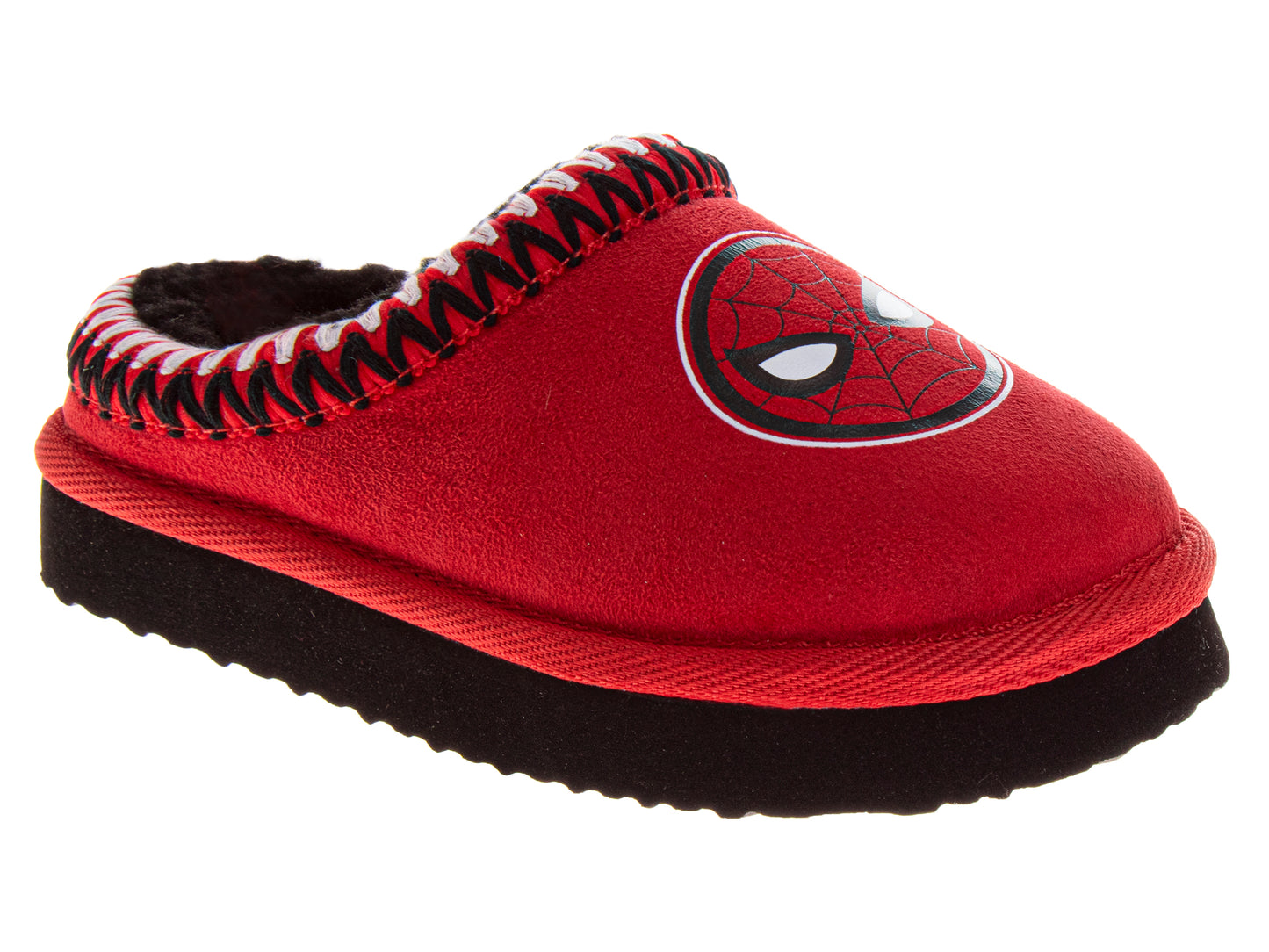 Marvel Avengers Boys Snow Slippers Spiderman Boots Faux Fur Winter Mules Cozy Warm House Shoes (Toddlers)