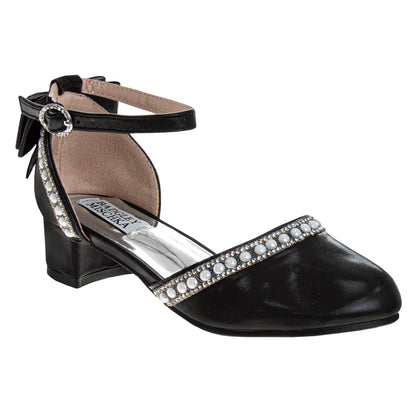 Badgley Mischka Low Heeled Dress Shoes Girls'  Elegant Stylish Formal Wear Comfort Heel Sparkle Detail (Little Kid / Big Kid)