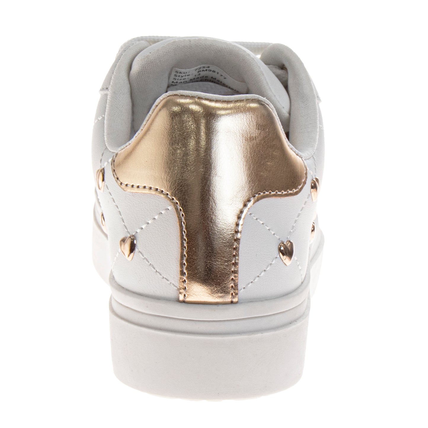 Badgley Mischka HeartStudded Sneakers Girls  Gold Accents Fashion Glamorous Stylish Casual Chic Comfort Fit (Little Kid / Big Kid)