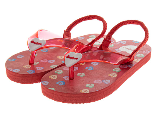 Sweethearts Girls Shoes, Girls Flip Flops, Thong Sandals - Kids Summer Beach & Pool Shoes, Slip On Red and White (Toddler/Little Kid)