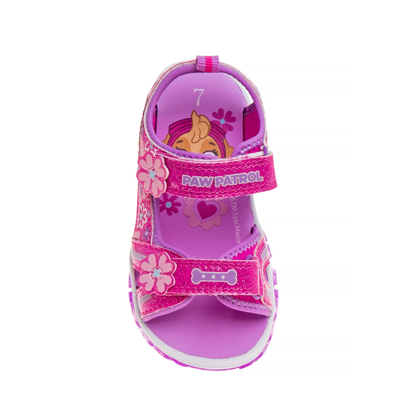 Paw Patrol Everest Skye Light up Summer Girls Sandals - Hook&Loop Adjustable Strap Open Toe Sandal Water Shoe - Pink (sizes 6-12 Toddler)