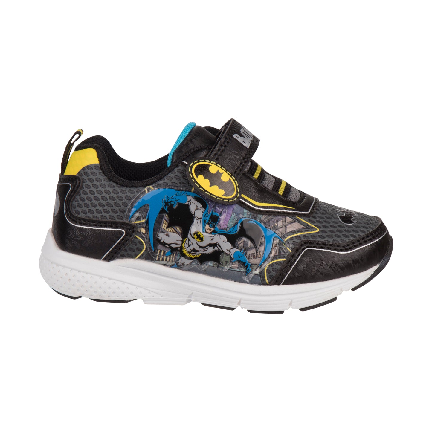Josmo Boys Batman - Toddler Sneaker Superhero Comics Slip on Laceless Runner Breathable Sneakers Light up Tennis (Size 6-12 Toddler)