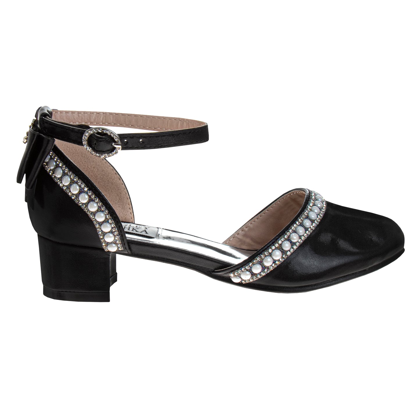 Badgley Mischka Low Heeled Dress Shoes Girls'  Elegant Stylish Formal Wear Comfort Heel Sparkle Detail (Little Kid / Big Kid)