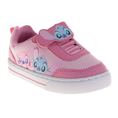Disney Stitch Design Sneakers Girls  Adorable Cute Alien Casual Style Easy On/Off Durable Tread (Toddler / Big Kid)