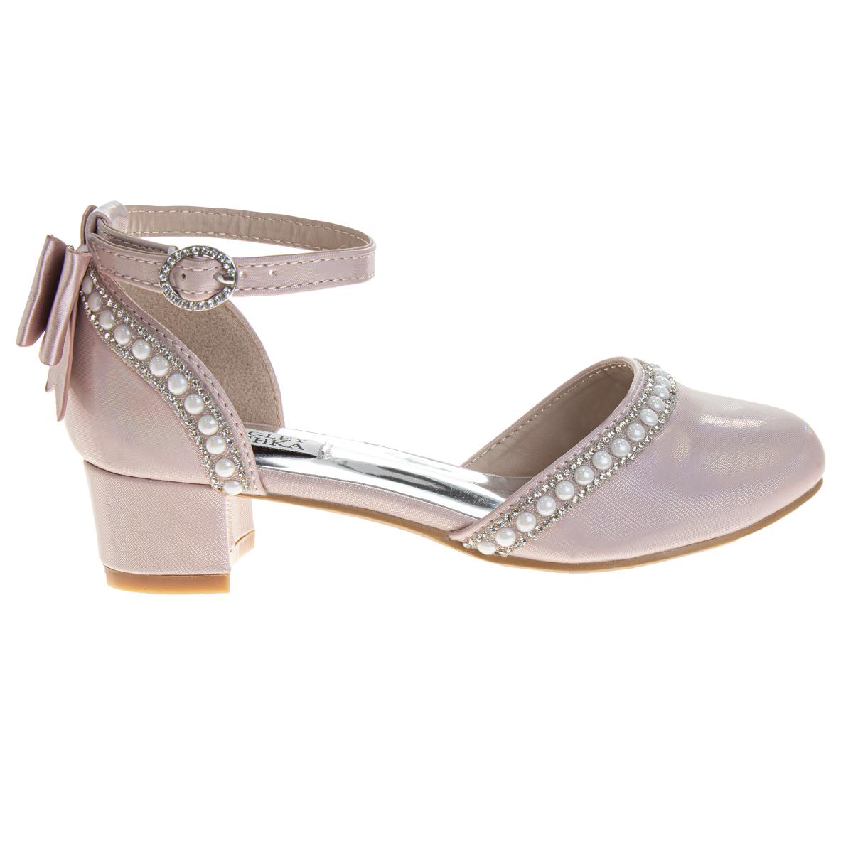 Badgley Mischka Low Heeled Dress Shoes Girls'  Elegant Stylish Formal Wear Comfort Heel Sparkle Detail (Little Kid / Big Kid)