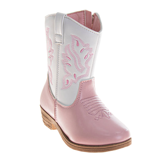Laura Ashley Girls' Western Boots Stylish TwoTone with Embroidered Detail (Toddler / Little Kid)